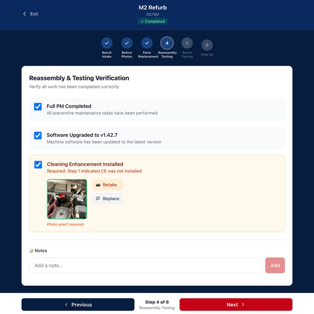 ARS Flows — reassembly testing verification