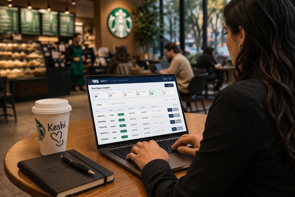 ARS Flows — client using purchase orders dashboard in Starbucks
