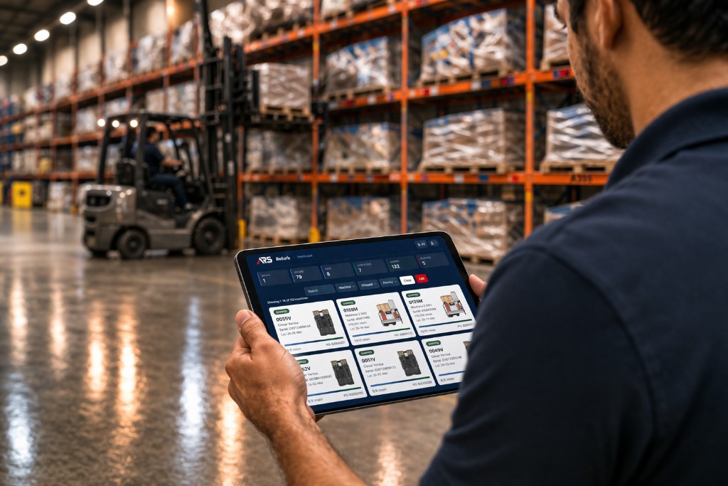 ARS Flows — person holding tablet in warehouse