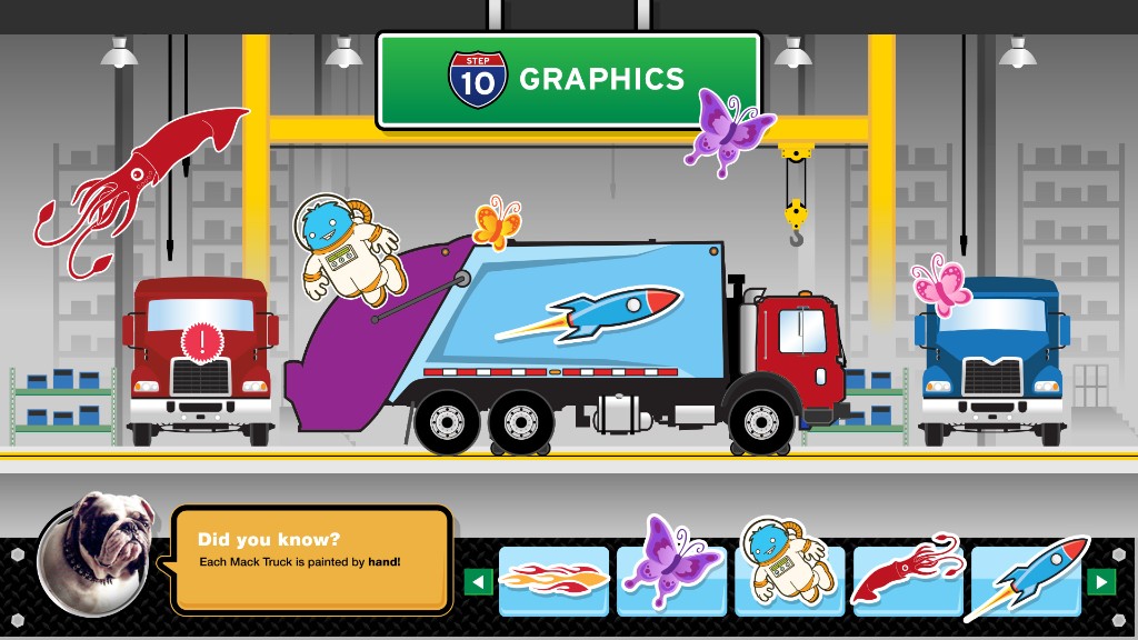 Mack Truck Builder — kiosk graphics step